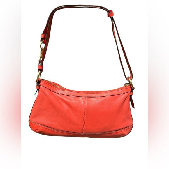 Coach Park Orange Leather Shoulder Bag - Picture 5 of 13
